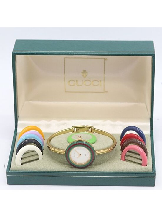 Gucci Change Bezel Quartz Bangle Watch 11 12 White Dial 7 Ant main image 4